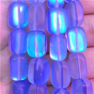 synthetic Mystic Aura Quartz Crystal cuboid Beads, royalblue, matte, approx 10x12mm