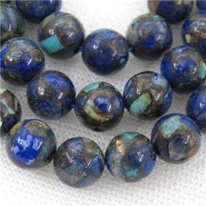 Assembled Azurite Beads, round, approx 6mm dia