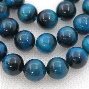 blue Tiger eye stone beads, round, approx 10mm dia