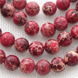 red Imperial Jasper beads, round, approx 8mm dia