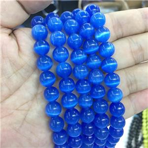 blue round Cats Eye Stone Beads, approx 10mm dia
