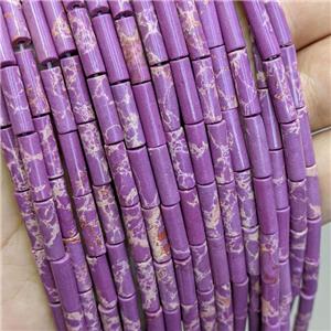 Synthetic Imperial Jasper Tube Beads Purple, approx 4x13mm