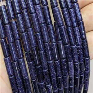 Blue Sandstone Tube Beads, approx 4x13mm