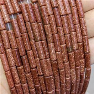 Golden Sandstone Tube Beads, approx 4x13mm