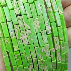 Synthetic Imperial Jasper Cuboid Beads Olive, approx 4x13mm