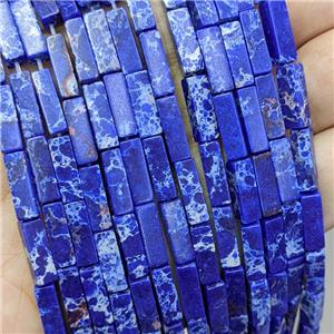 Synthetic Imperial Jasper Cuboid Beads Blue, approx 4x13mm