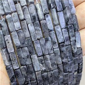 Natural Black Labradorite Cuboid Beads, approx 4x13mm