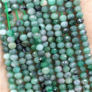 Natural Emerald Beads Green Faceted Rondelle, approx 4mm