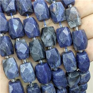 Natural Blue Sodalite Cuboid Beads Faceted, approx 12-16mm