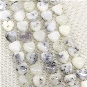 Natural White Moss Opal Heart Beads, approx 10mm