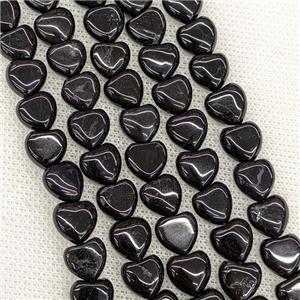 Natural Black Tourmaline Heart Beads, approx 10mm