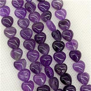 Natural Purple Amethyst Heart Beads, approx 10mm