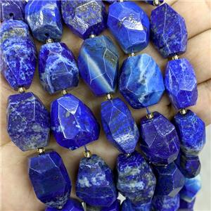 Natural Blue Lapis Lazuli Nugget Beads Faceted Freeform, approx 14-22mm