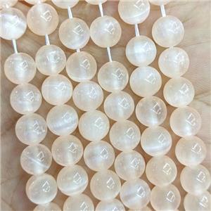 Naural Selenite Beads Lt.yellow Dye Smooth Round, approx 10mm dia