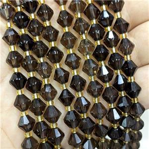 Natural Smoky Quartz Bicone Beads, approx 8mm