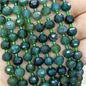 Natural Green Moss Agate Beads Faceted Rondelle, approx 6x8mm