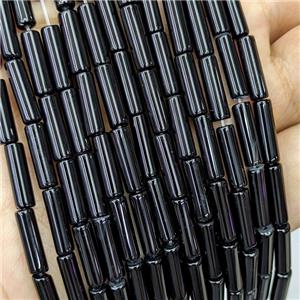 Black Onyx Agate Tube Beads Column, approx 4x13mm