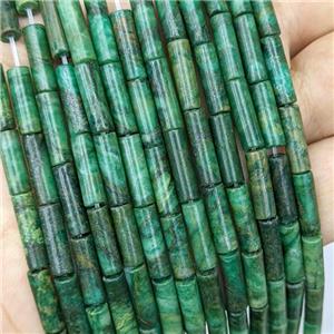 Natural African Chrysoprase Tube Beads Green, approx 4x13mm