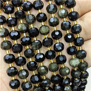 Natural Golden Obsidian Beads Faceted Rondelle, approx 6-8mm