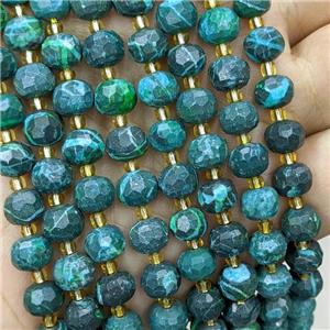 Synthetic Chrysocolla Beads Faceted Rondelle Green Dye, approx 6-8mm