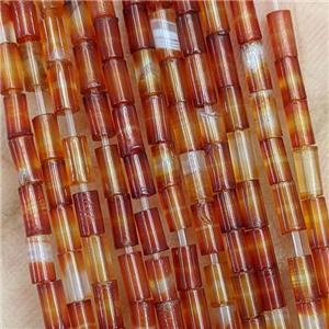 Natural Red Agate Tube Beads, approx 2x4mm