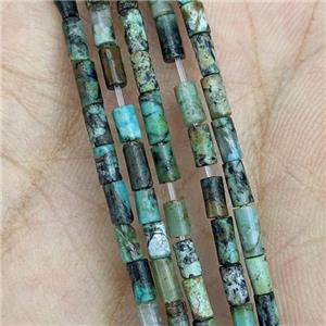 Natural African Turquoise Tube Beads Green, approx 2x4mm