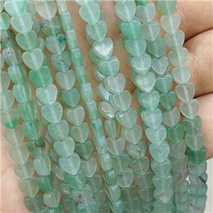 Natural Green Aventurine Heart Beads, approx 6mm