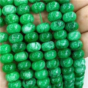 Green Dye Jade Beads Smooth Rondelle B-Grade, approx 8-12mm