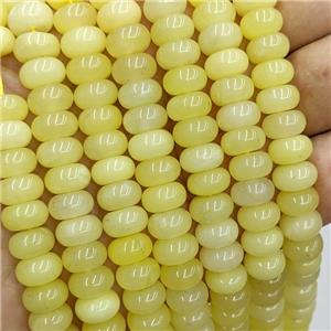 Yellow Dye Jade Beads Smooth Rondelle, approx 6x10mm