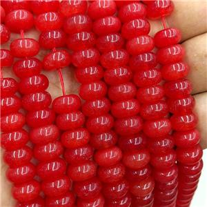 Jade Beads Smooth Rondelle Red Dye, approx 6x10mm