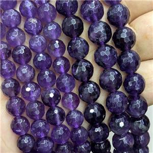 Natural Amethyst Beads Purple Faceted Round, approx 10mm dia