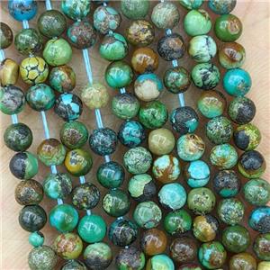 Natural Chinese Turquoise Beads Green Smooth Round, approx 4mm