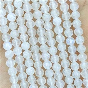 Natural White Moonstone Beads Blue Flash Smooth Round, approx 4.5mm