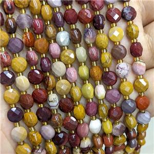 Natural Mookaite Beads Multicolor Faceted Coin, approx 6mm