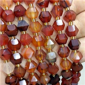 Natural Fancy Agate Beads Red Cut Bicone, approx 8-10mm