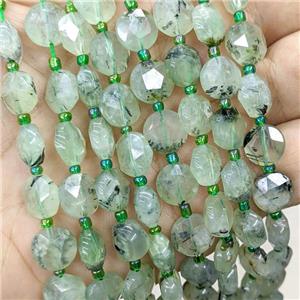 Natural Green Prehnite Beads Faceted Coin, approx 10mm