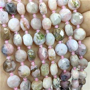 Natural Pink Opal Beads Faceted Coin, approx 10mm