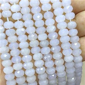 White Opalite Quartz Beads Faceted Rondelle, approx 8mm