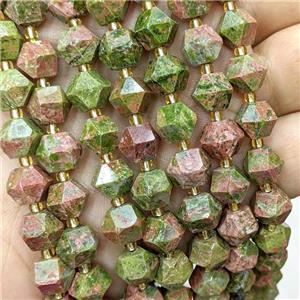 Natural Unakite Beads Cut Bicone, approx 8-10mm