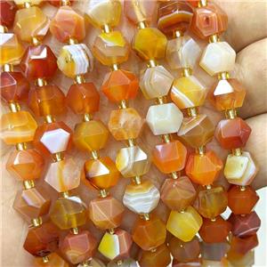 Orange Stripe Agate Beads Dye Band Cut Bicone, approx 8-10mm