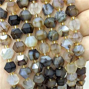 Coffee Stripe Agate Beads Dye Band Cut Bicone, approx 8-10mm