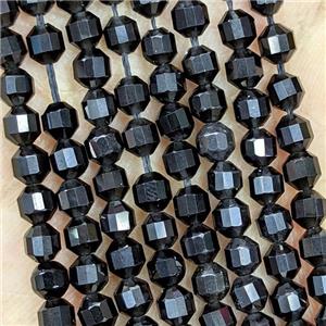 Natural Black Obsidian Prism Beads, approx 4mm