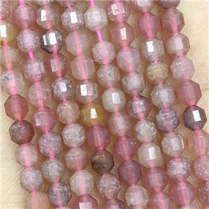 Natural Pink Strawberry Quartz Beads Prism, approx 4mm