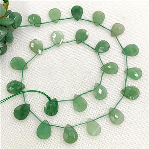 Natural Green Strawberry Quartz Beads Faceted Teardrop Topdrilled, approx 10-14mm