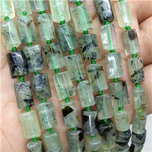 Natural Green Prehnite Tube Beads, approx 7-14mm