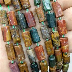 Natural Ocean Agate Tube Beads Multicolor, approx 7-14mm