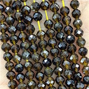 Natural Tourmaline Beads Yellowgray Faceted Round, approx 4mm