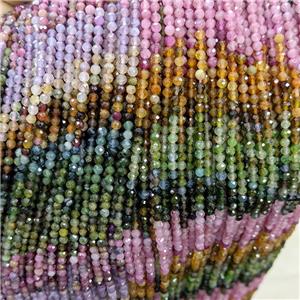 Natural Multicolor Tourmaline Beads Pony Faceted Round, approx 3mm