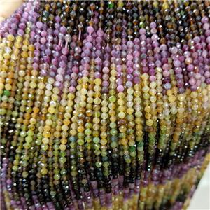 Natural Multicolor Tourmaline Beads Tiny Faceted Round, approx 3mm