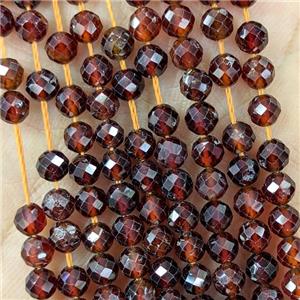 Natural Garnet Beads Darkorange Faceted Round, approx 4mm